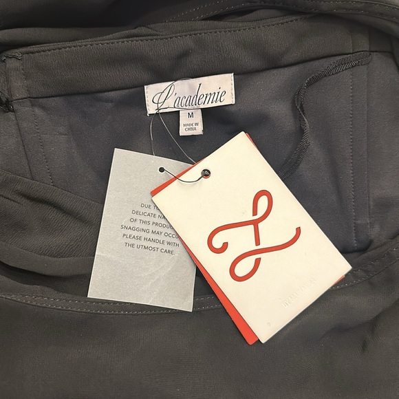 NWT L'Academie Marianna Morgane Gown in Black one shoulder split hem - Picture 5 of 5